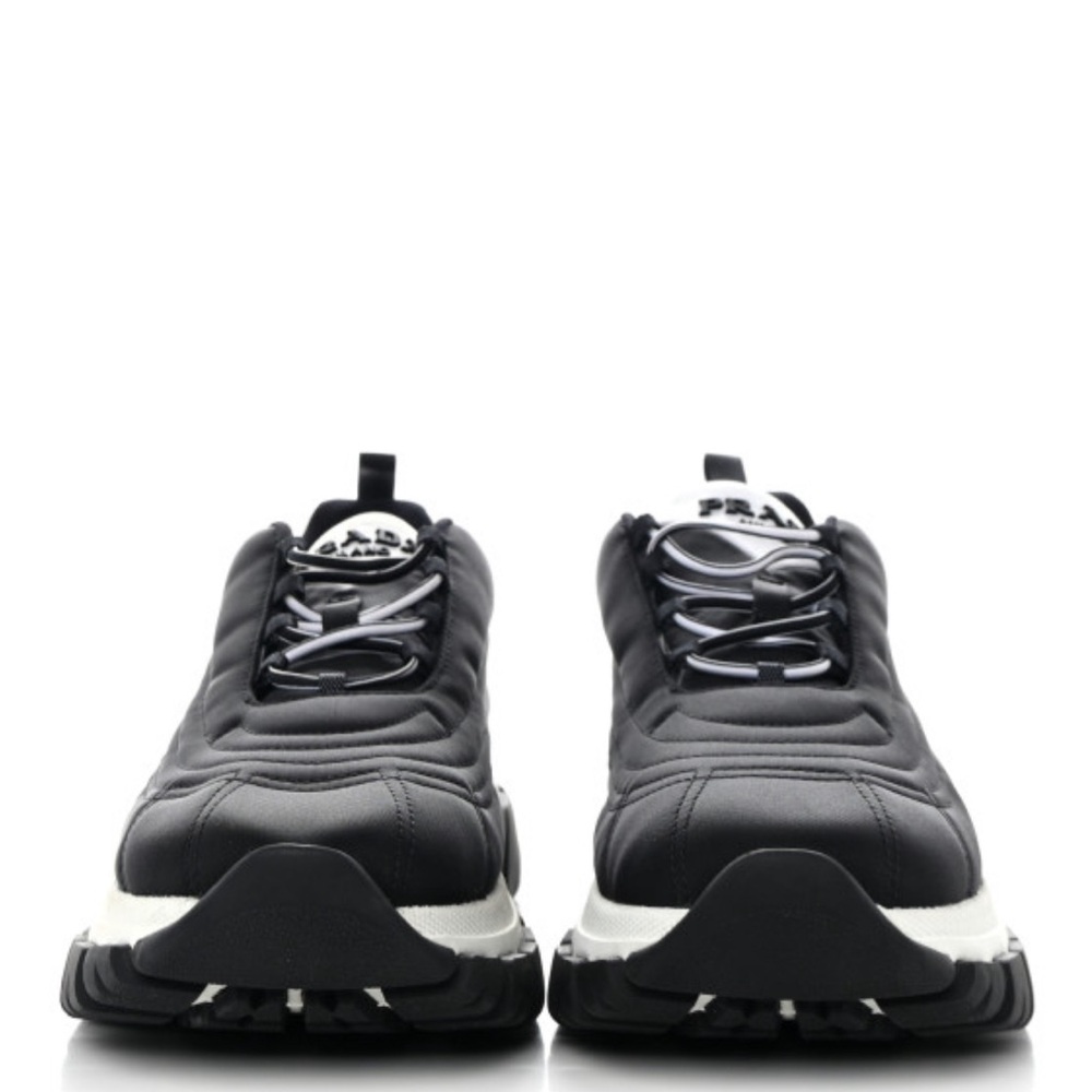 Prada Re-Nylon Gabardine Women’s Rush Sneakers 9 Black White - Picture 2 of 7